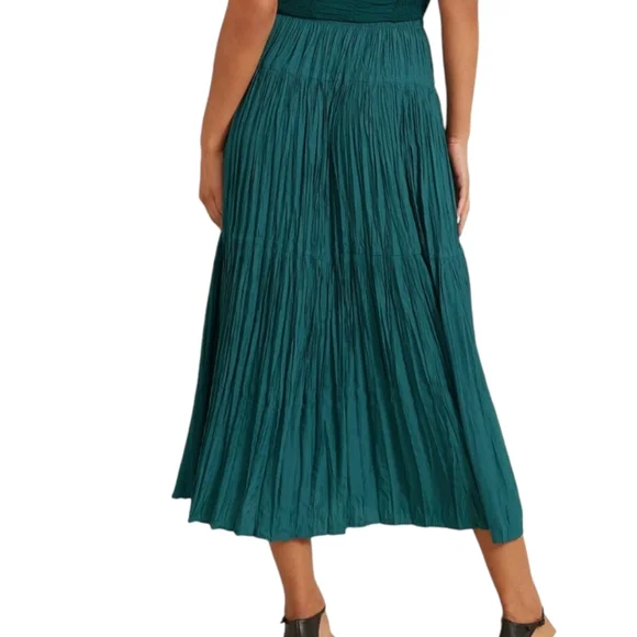 Modern Citizen Green Galena Tiered Ruched Midi Skirt - Size Large - Picture 2 of 6